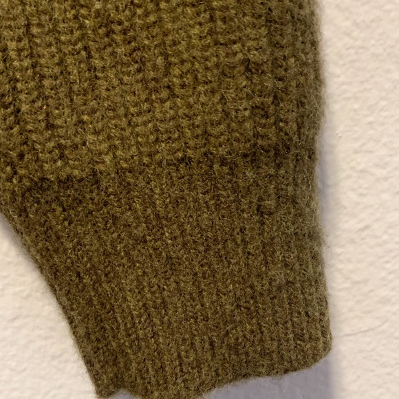 Madewell Henley Sweater Mini Dress Merino Wool Knit Pullover Olive Green Sz S - Picture 7 of 9
